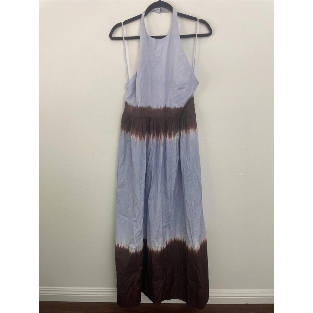 ALC Halter Blair Dress Ombré Tie Dye Brown Purple Beach Maxi Poplin size 10 $595 - Picture 8 of 13